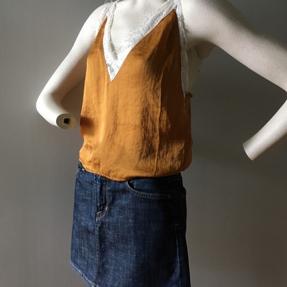 Urban Outfitters Mustard Yellow Satin Lace Cami XS - Picture 8 of 11